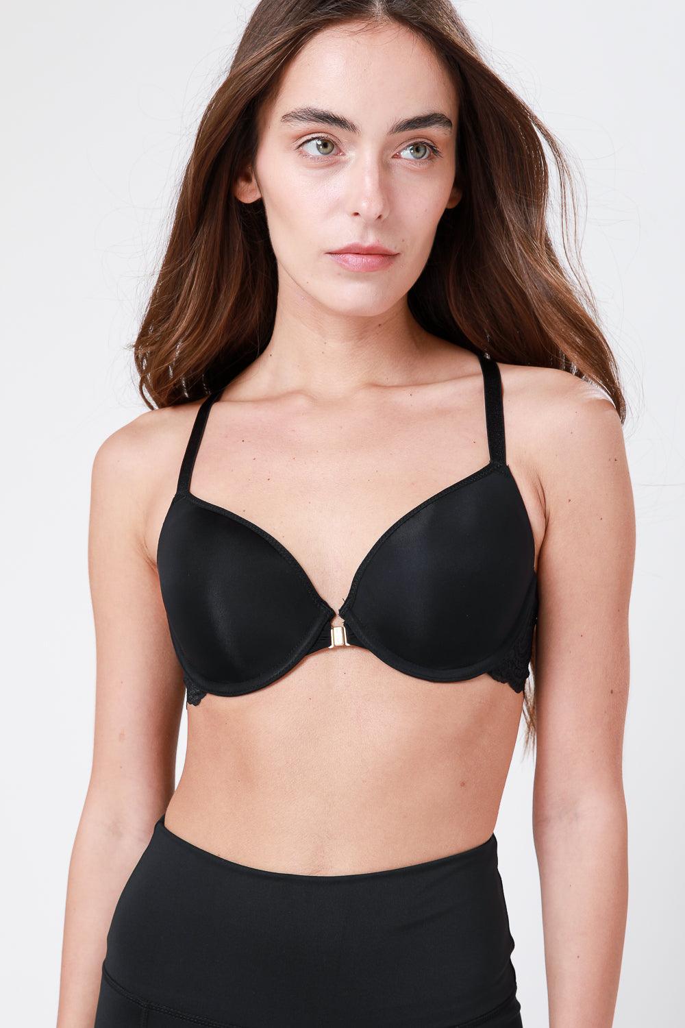 KENNETH COLE - חזיית מיקרופייבר גב תחרה שחור - MASHBIR//365