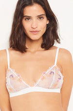 ETAM - חזיית משולשים טול בעיטור רקמה GARDEN קרם - MASHBIR//365