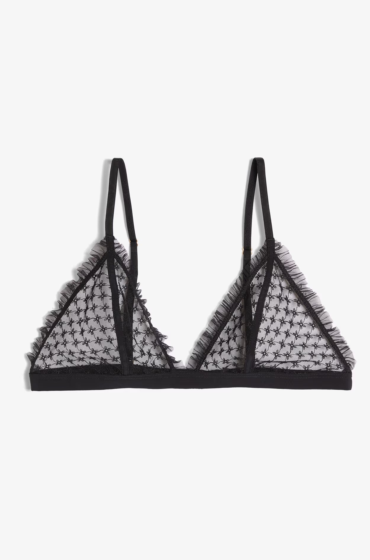 ETAM - חזיית משולשים טול בעיטור רקמה SHADOW בצבע שחור - MASHBIR//365