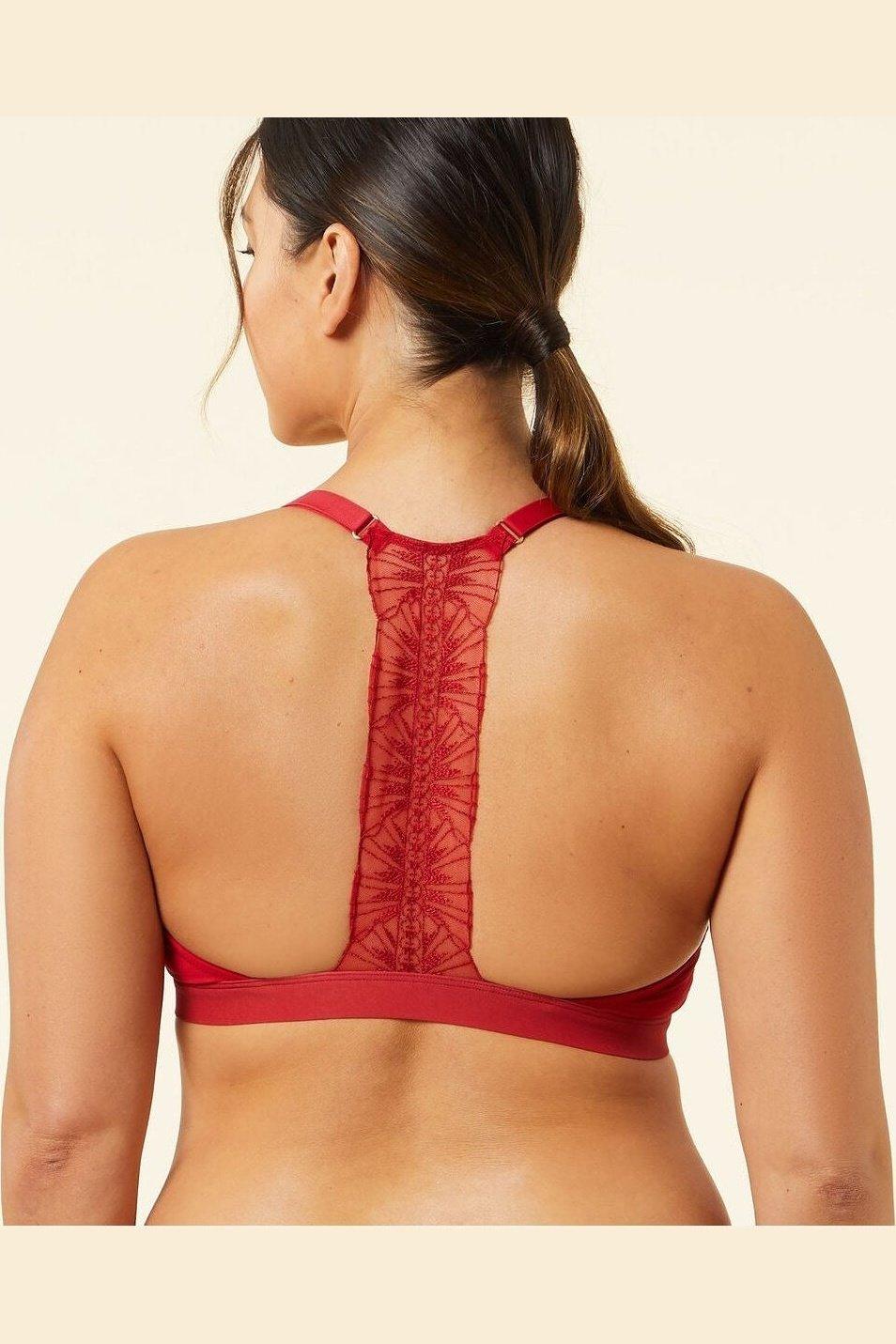 ETAM - חזיית משולשים טול מעוטרת רקמה OMBRELLE אדומה - MASHBIR//365