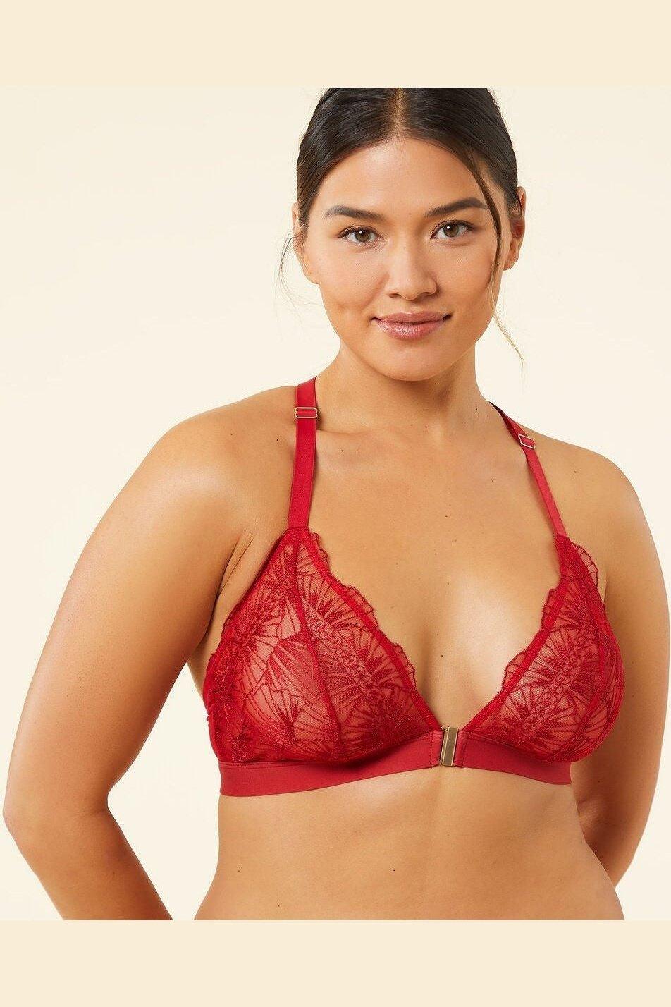 ETAM - חזיית משולשים טול מעוטרת רקמה OMBRELLE אדומה - MASHBIR//365