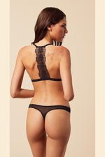 ETAM - חזיית משולשים טול מעוטרת רקמה OMBRELLE שחורה - MASHBIR//365