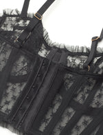 ETAM - חזיית מחוך טול בעיטור רקמה SHADOW בצבע שחור - MASHBIR//365