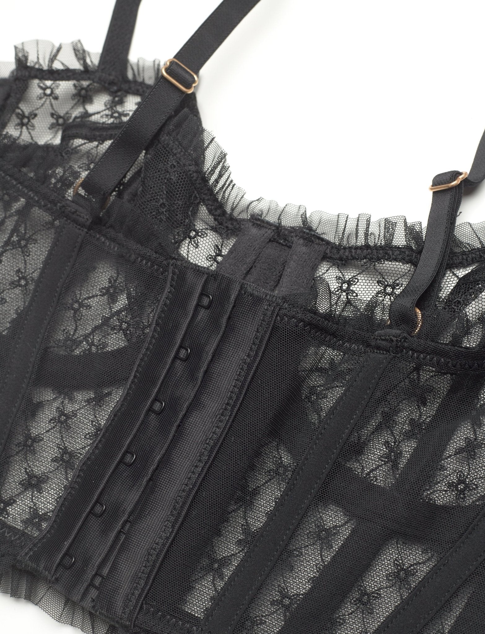 ETAM - חזיית מחוך טול בעיטור רקמה SHADOW בצבע שחור - MASHBIR//365