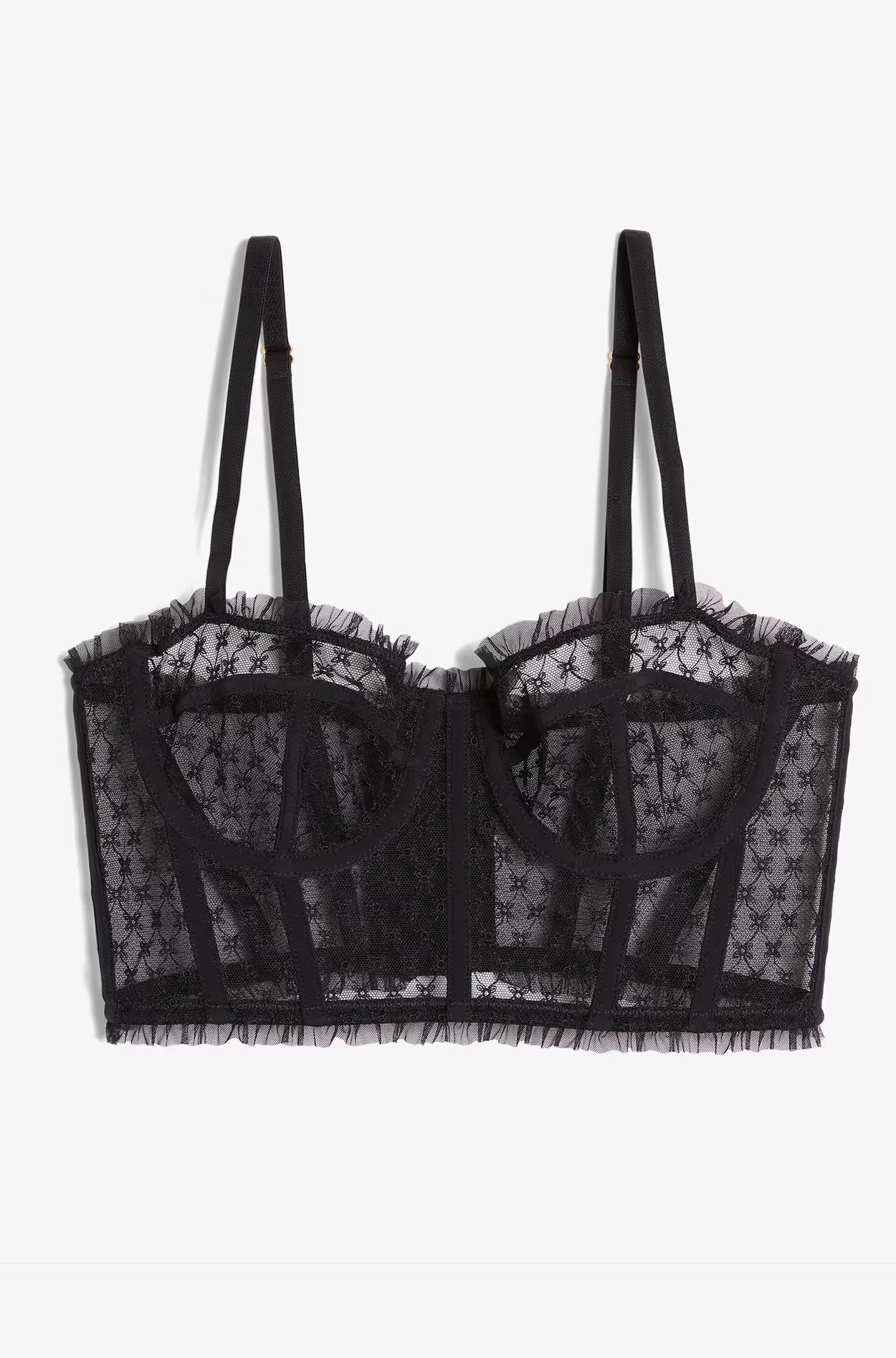 ETAM - חזיית מחוך טול בעיטור רקמה SHADOW בצבע שחור - MASHBIR//365