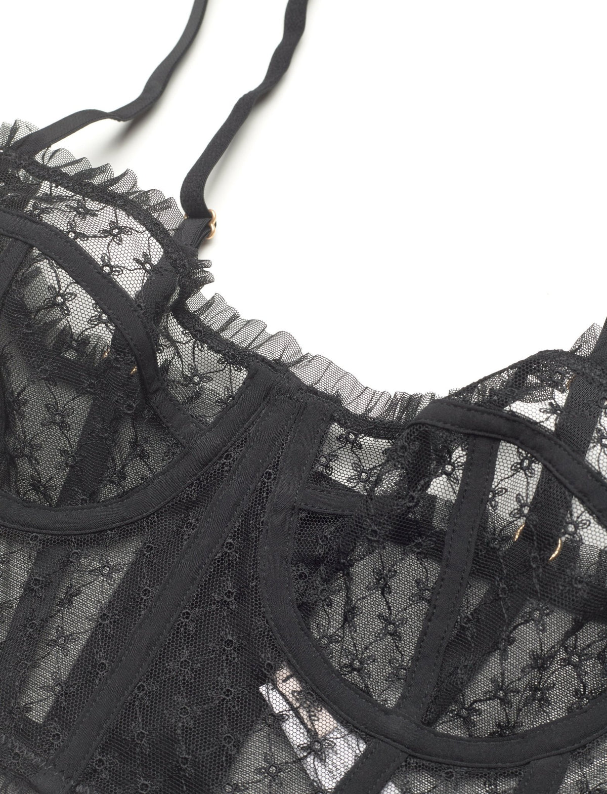 ETAM - חזיית מחוך טול בעיטור רקמה SHADOW בצבע שחור - MASHBIR//365