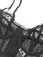 ETAM - חזיית מחוך טול בעיטור רקמה SHADOW בצבע שחור - MASHBIR//365