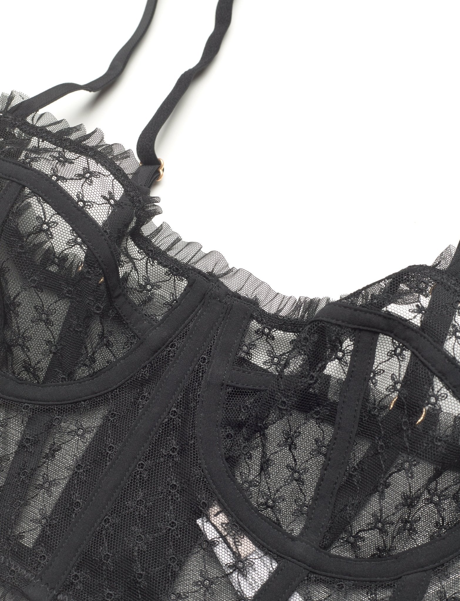 ETAM - חזיית מחוך טול בעיטור רקמה SHADOW בצבע שחור - MASHBIR//365