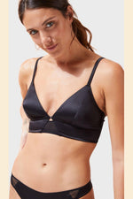 ETAM - חזיית סאטן משולשים DIAMONDS שחורה - MASHBIR//365