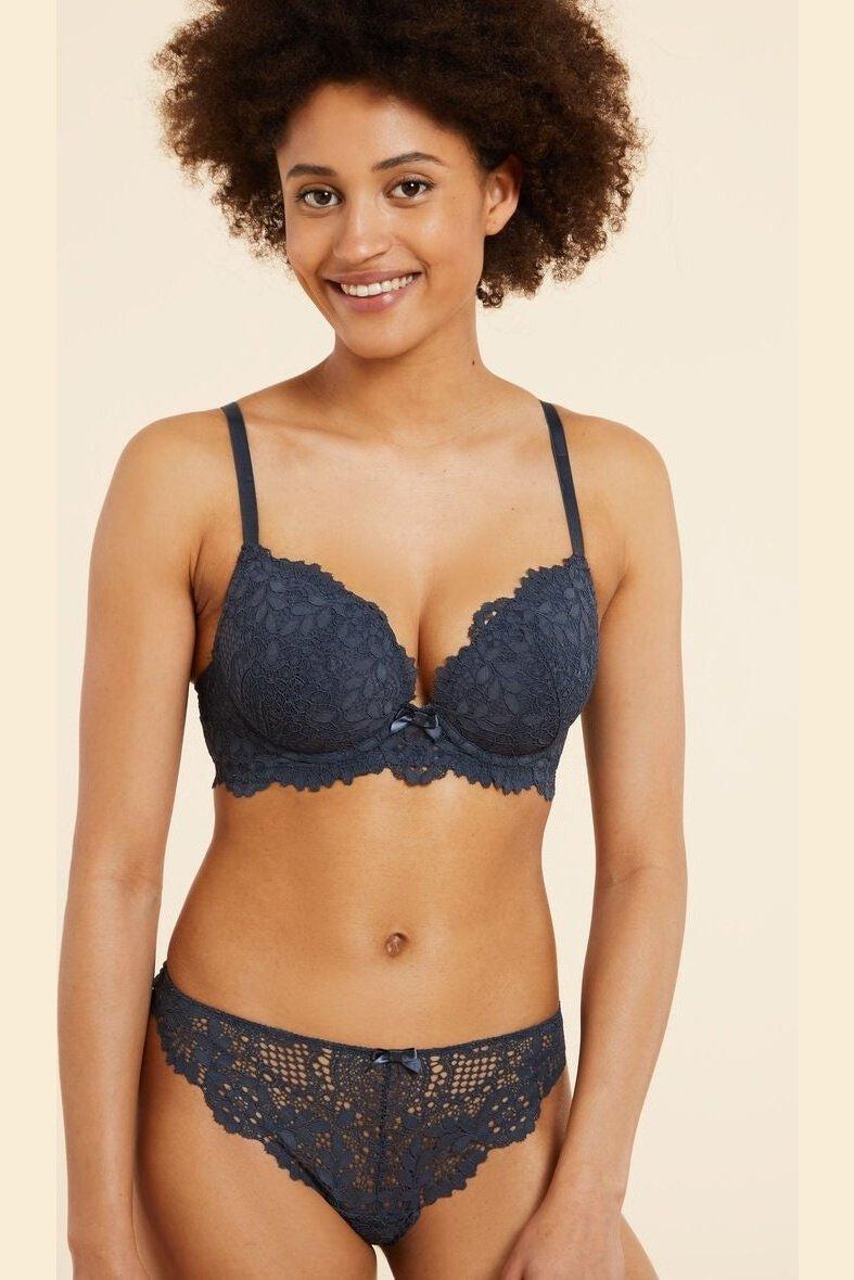 ETAM - חזיית תחרה בריפוד קל SUCCESS אפור כהה - MASHBIR//365