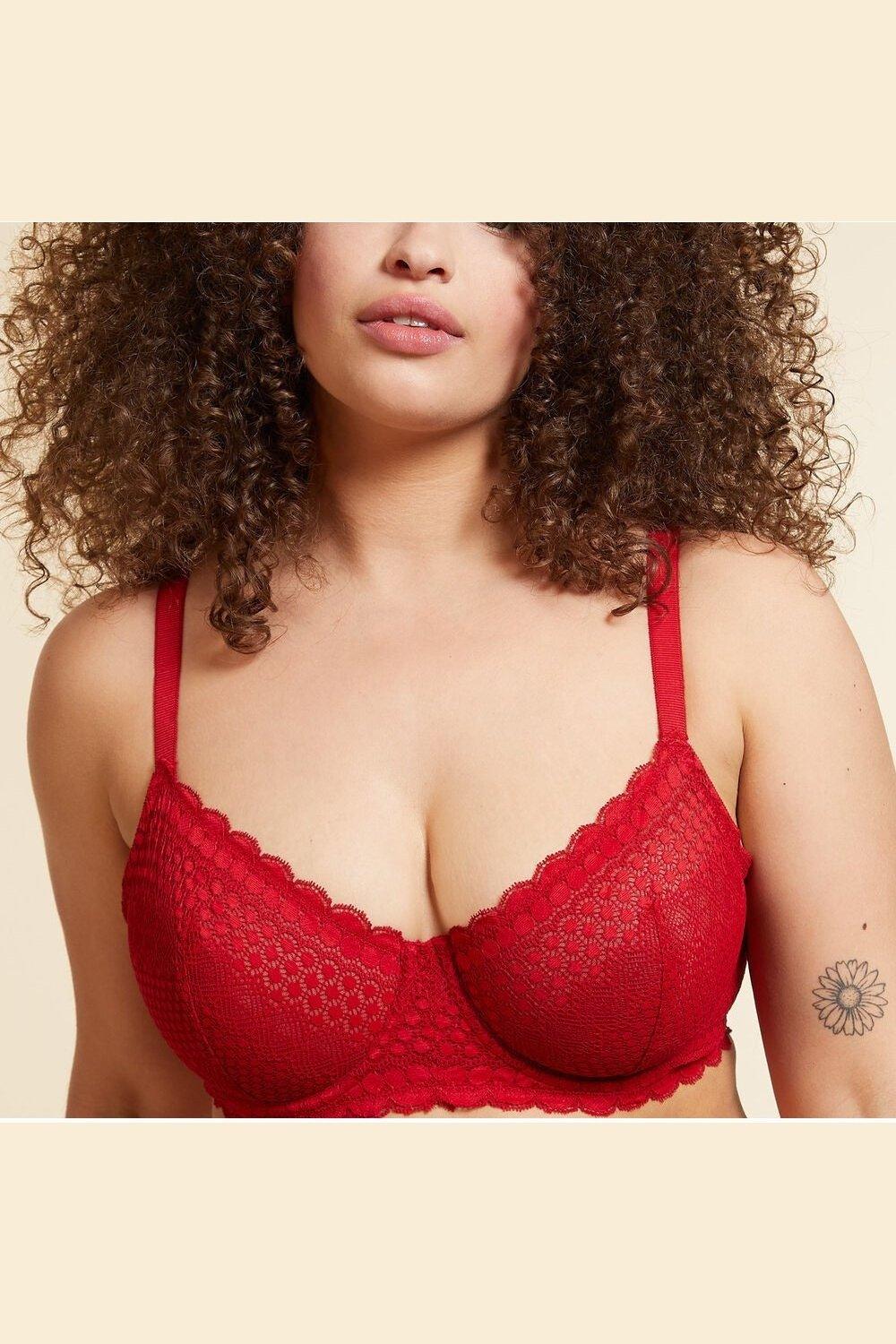 ETAM - חזיית תחרה ללא ריפוד CHERIE CHERIE אדומה - MASHBIR//365