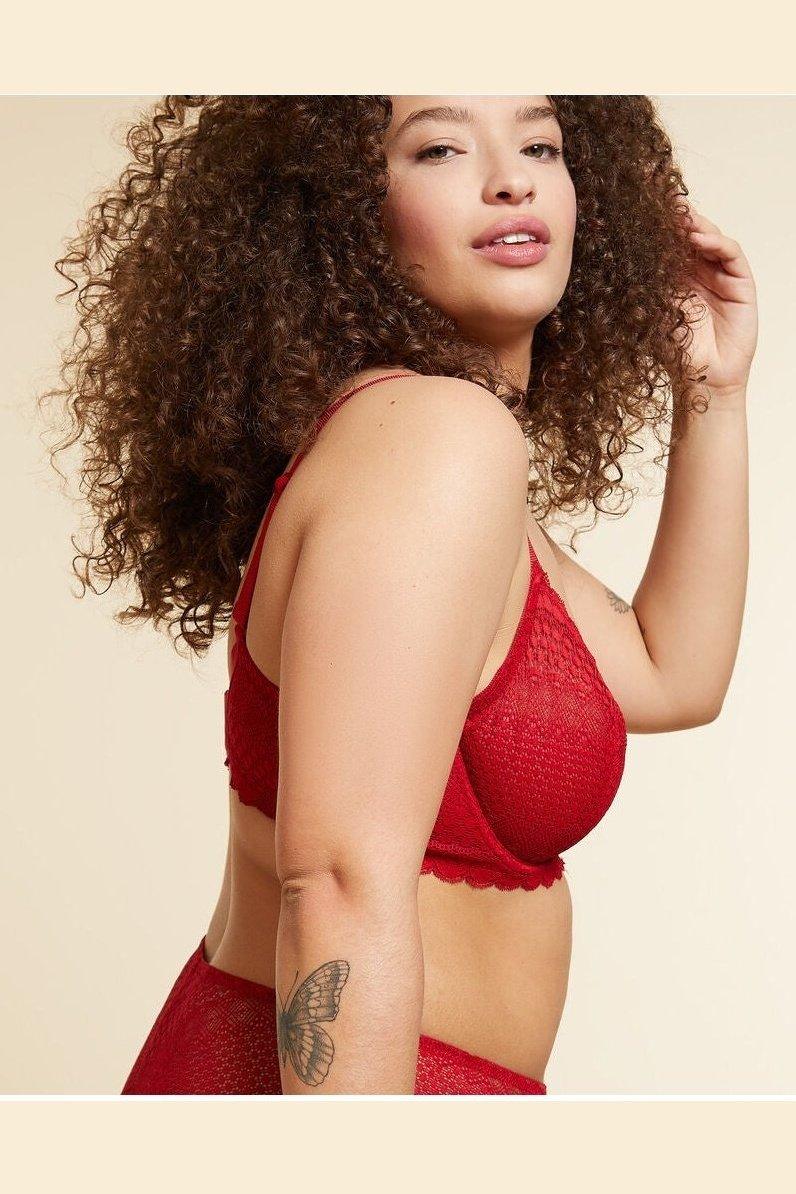 ETAM - חזיית תחרה ללא ריפוד CHERIE CHERIE אדומה - MASHBIR//365