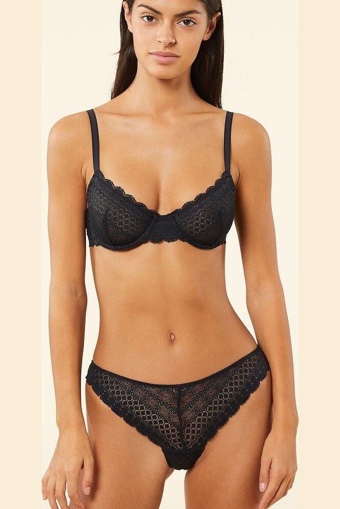 ETAM - חזיית תחרה ללא ריפוד CHERIE CHERIE שחורה - MASHBIR//365