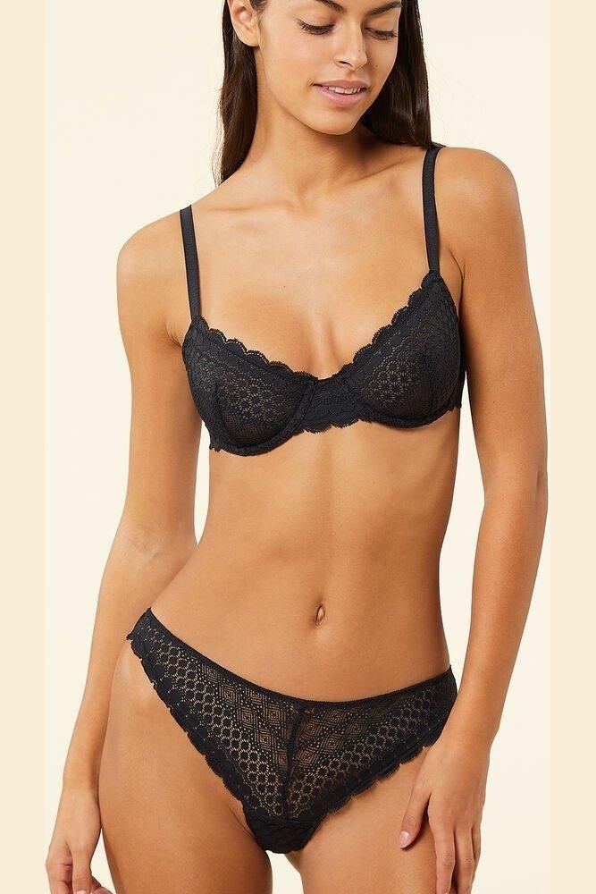 ETAM - חזיית תחרה ללא ריפוד CHERIE CHERIE שחורה - MASHBIR//365