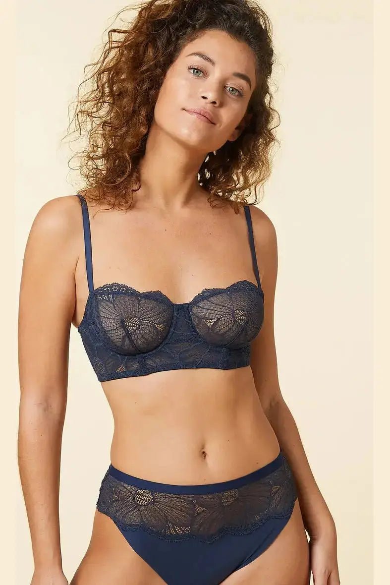 ETAM - חזיית תחרה ללא ריפוד FLEXI LACE BALCONNET נייבי - MASHBIR//365