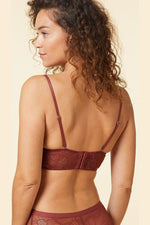 ETAM - חזיית תחרה ללא ריפוד FLEXI LACE BALCONNET טרקוטה - MASHBIR//365