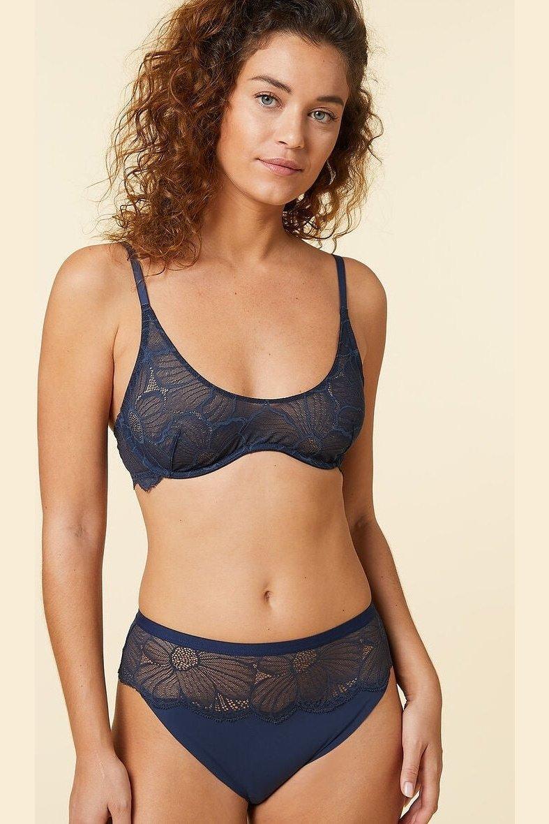 ETAM - חזיית תחרה ללא ריפוד FLEXI LACE נייבי - MASHBIR//365