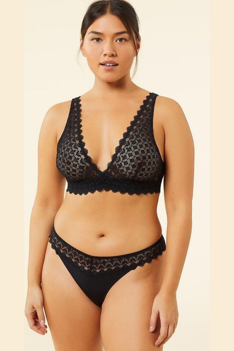 ETAM - חזיית תחרה ללא ריפוד JADE שחורה - MASHBIR//365