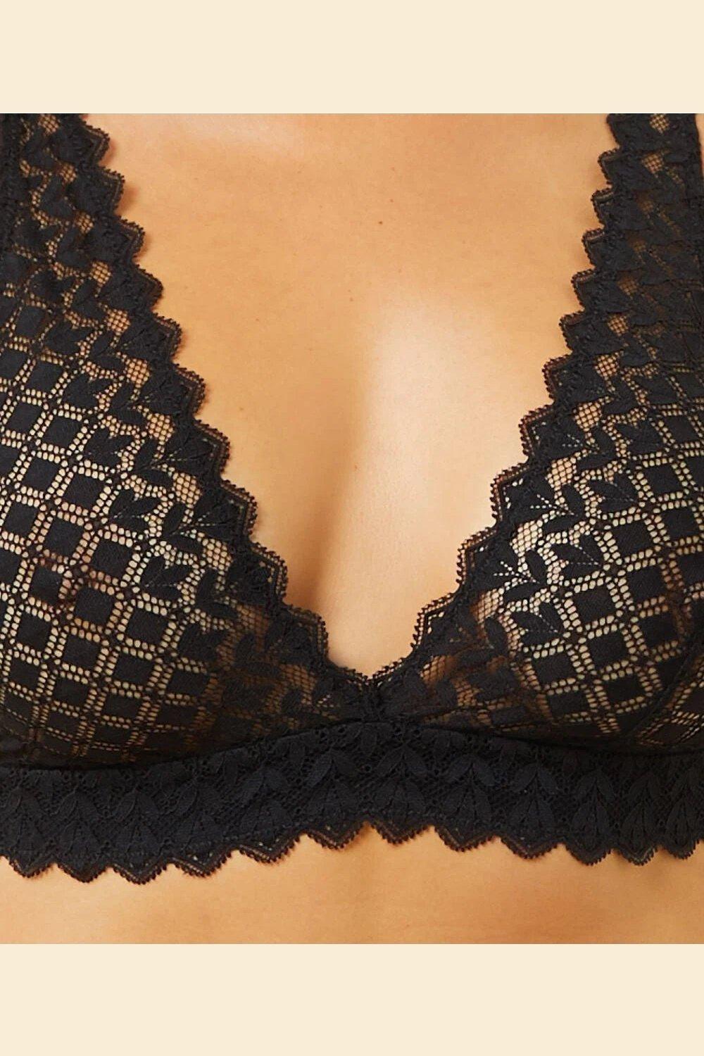 ETAM - חזיית תחרה ללא ריפוד JADE שחורה - MASHBIR//365