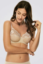 LOVABLE - חזיית תחרה ללא ריפוד לחזה גדול בצבע בז' - MASHBIR//365