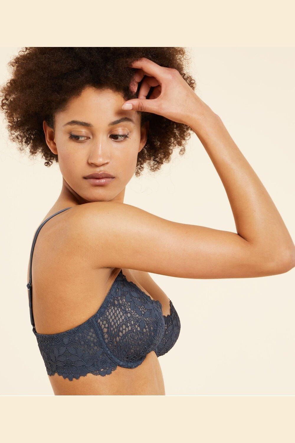 ETAM - חזיית תחרה ללא ריפוד SUCCESS אפור כהה - MASHBIR//365