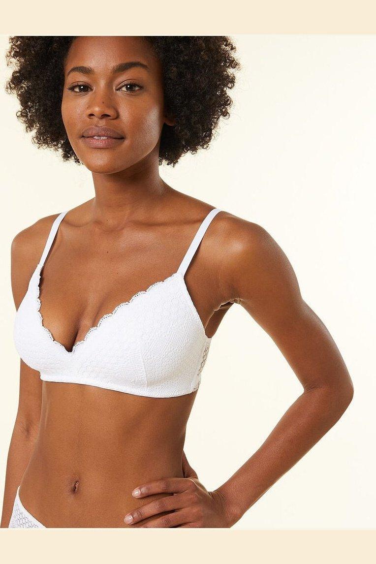 ETAM - חזיית תחרה משולשים בריפוד קל CHERIE CHERIE לבנה - MASHBIR//365