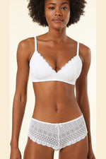 ETAM - חזיית תחרה משולשים בריפוד קל CHERIE CHERIE לבנה - MASHBIR//365