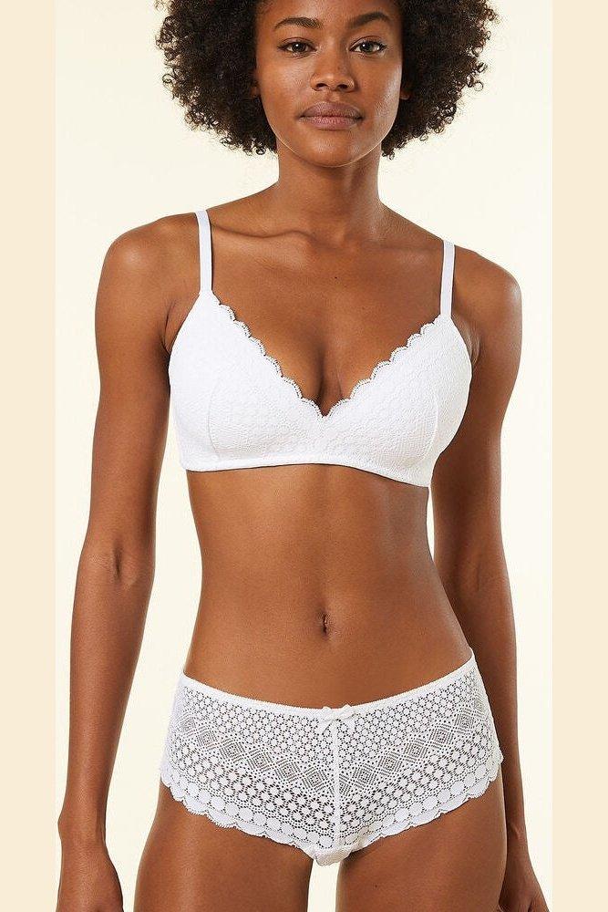 ETAM - חזיית תחרה משולשים בריפוד קל CHERIE CHERIE לבנה - MASHBIR//365