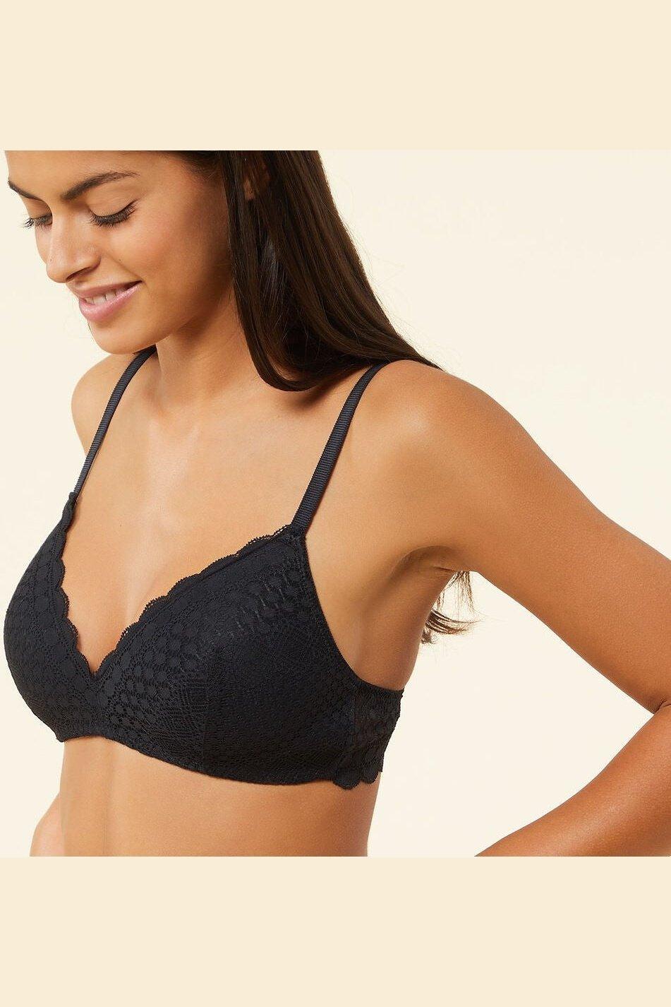 ETAM - חזיית תחרה משולשים בריפוד קל CHERIE CHERIE שחורה - MASHBIR//365