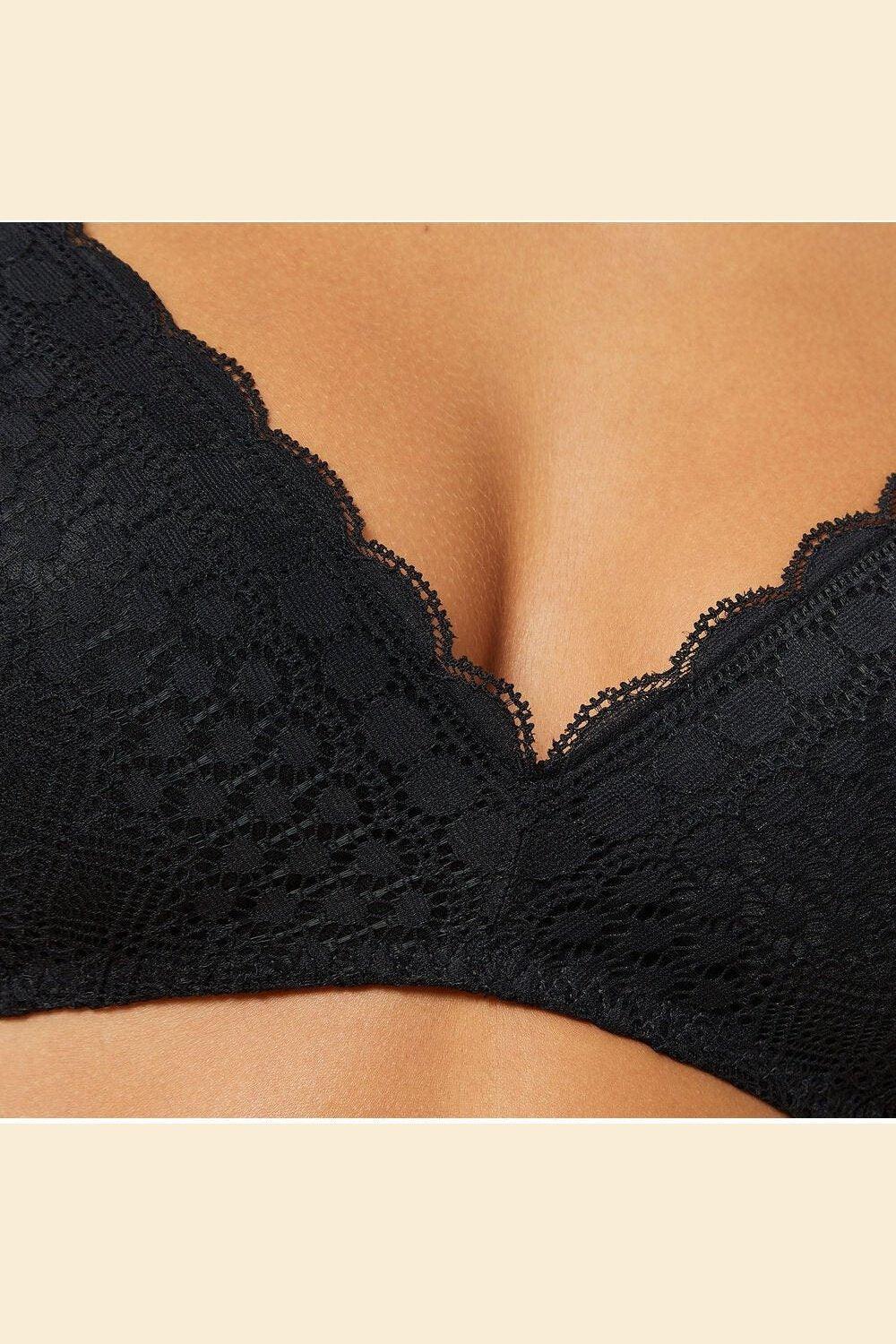 ETAM - חזיית תחרה משולשים בריפוד קל CHERIE CHERIE שחורה - MASHBIR//365