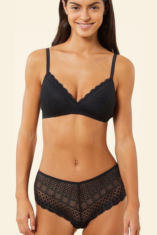 ETAM - חזיית תחרה משולשים בריפוד קל CHERIE CHERIE שחורה - MASHBIR//365