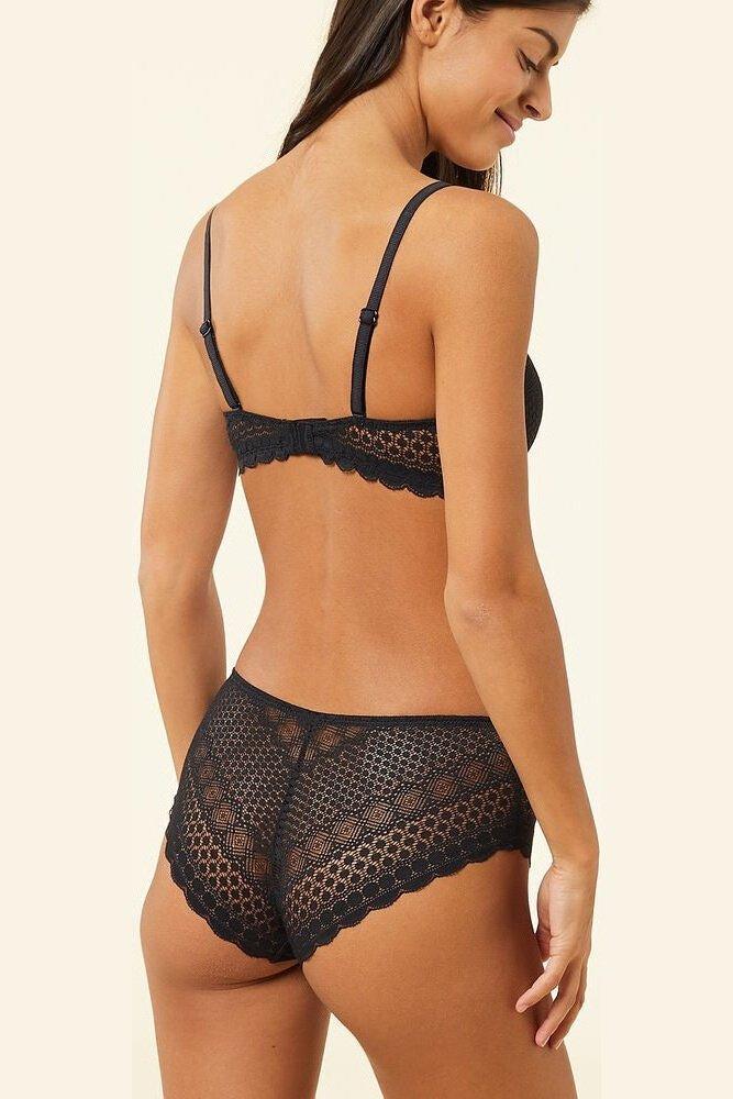 ETAM - חזיית תחרה משולשים בריפוד קל CHERIE CHERIE שחורה - MASHBIR//365