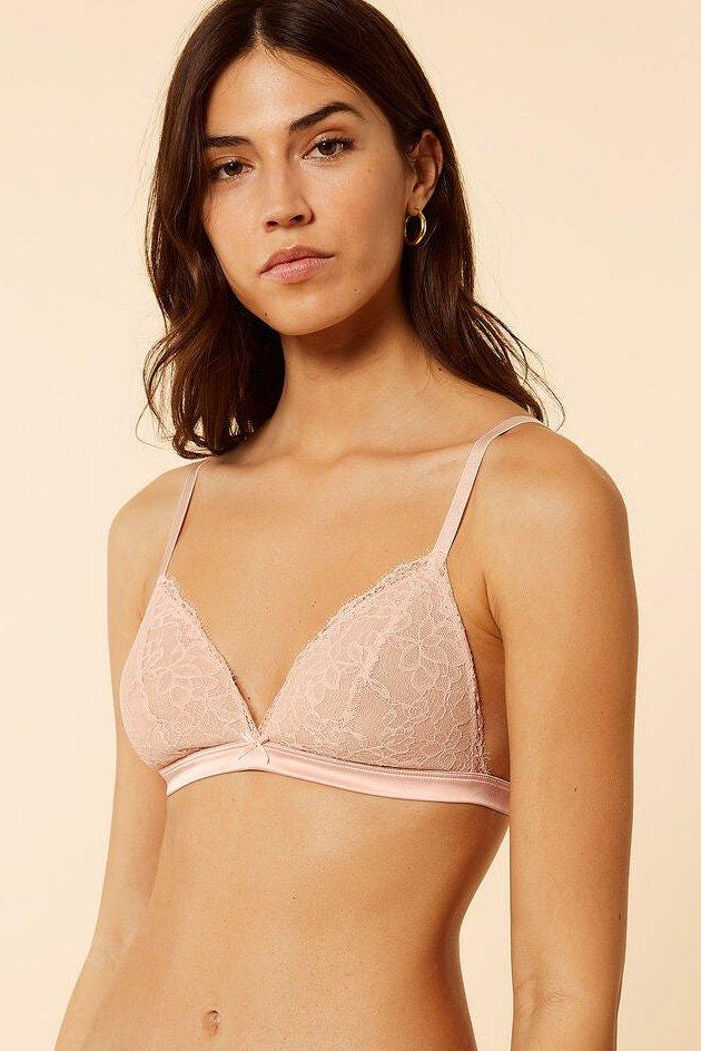 ETAM - חזיית תחרה משולשים בריפוד קל PASSION ורוד בהיר - MASHBIR//365