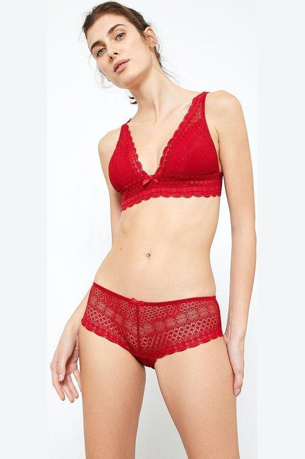 ETAM - חזיית תחרה משולשים CHERIE CHERIE אדומה - MASHBIR//365