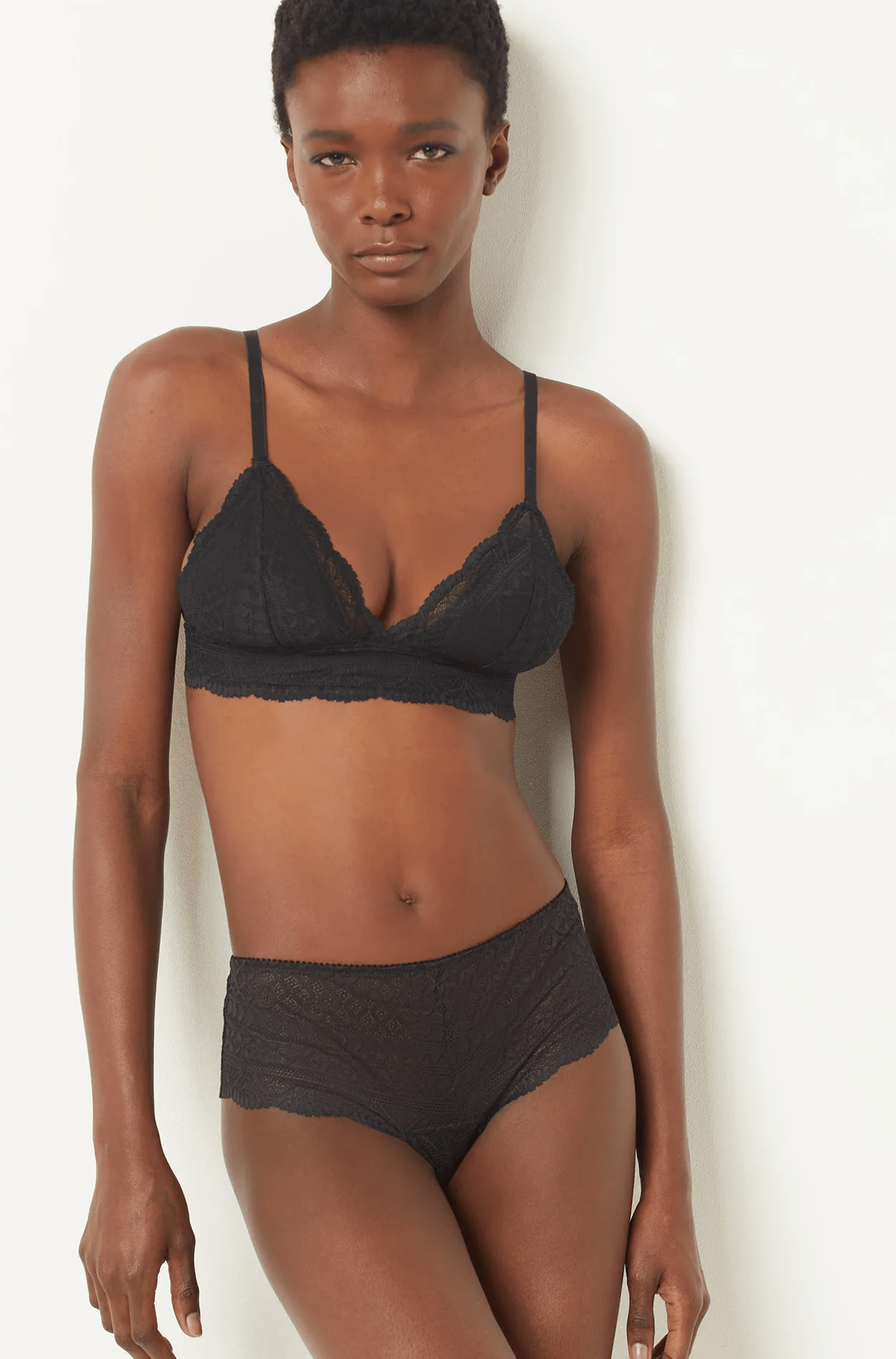 ETAM - חזיית תחרה משולשים IDOLE בצבע שחור - MASHBIR//365