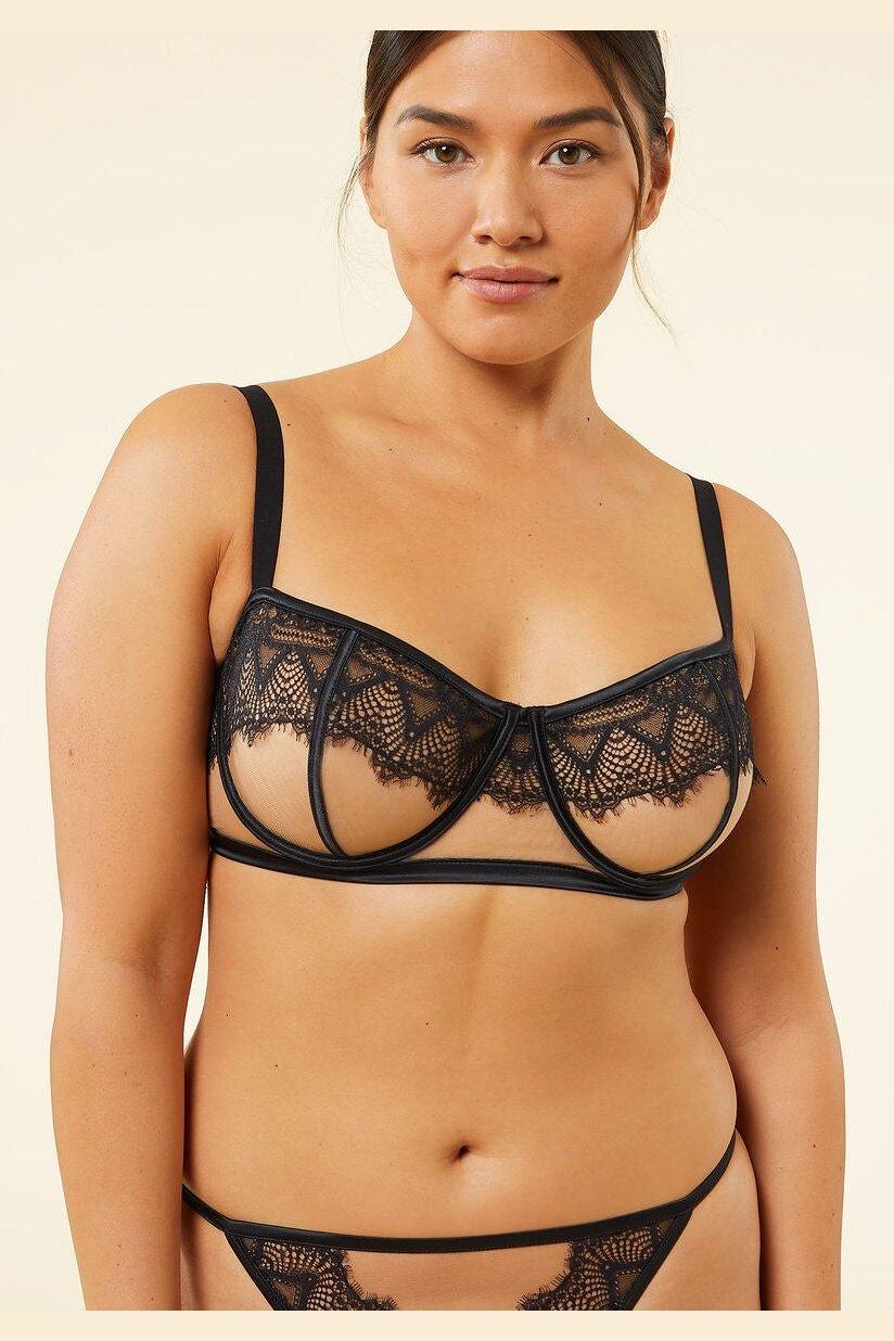 ETAM - חזיית טול בשילוב תחרה ללא ריפוד CAPTIVANTE שחורה - MASHBIR//365