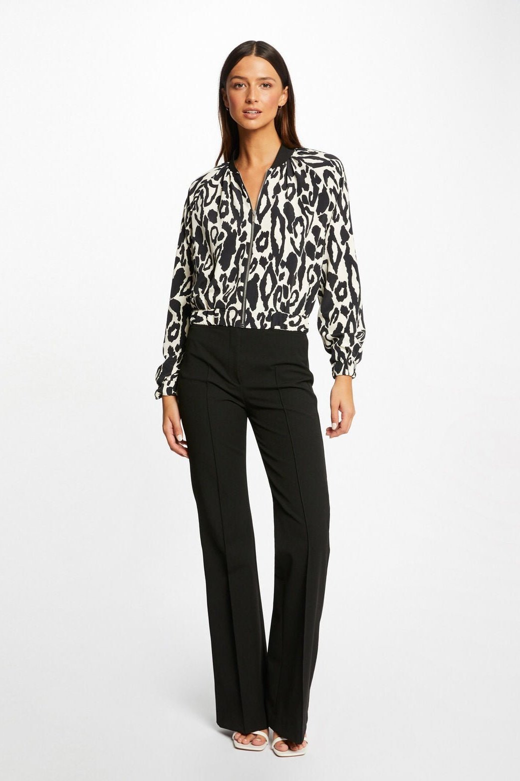 MORGAN - ז'קט ישר עם הדפס מנומר בצבע לבן ושחור - MASHBIR//365