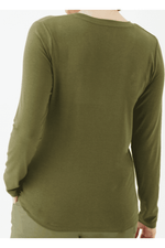 COOL 32 - זוג גופיות פלנל לנשים צווארון וי ירוק זית - MASHBIR//365