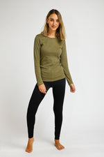 DELTA - זוג גופיות פלנל צווארון עגול זית - MASHBIR//365