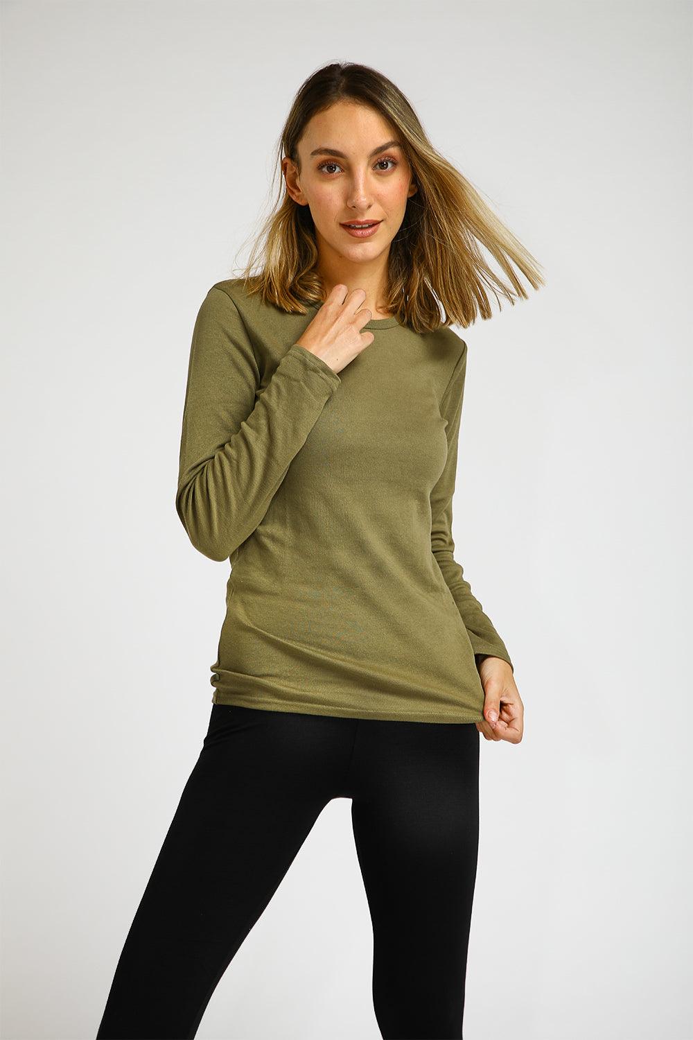 DELTA - זוג גופיות פלנל צווארון עגול זית - MASHBIR//365