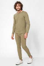 DELTA - זוג חולצות פלנל צווארון וי בצבע זית - MASHBIR//365