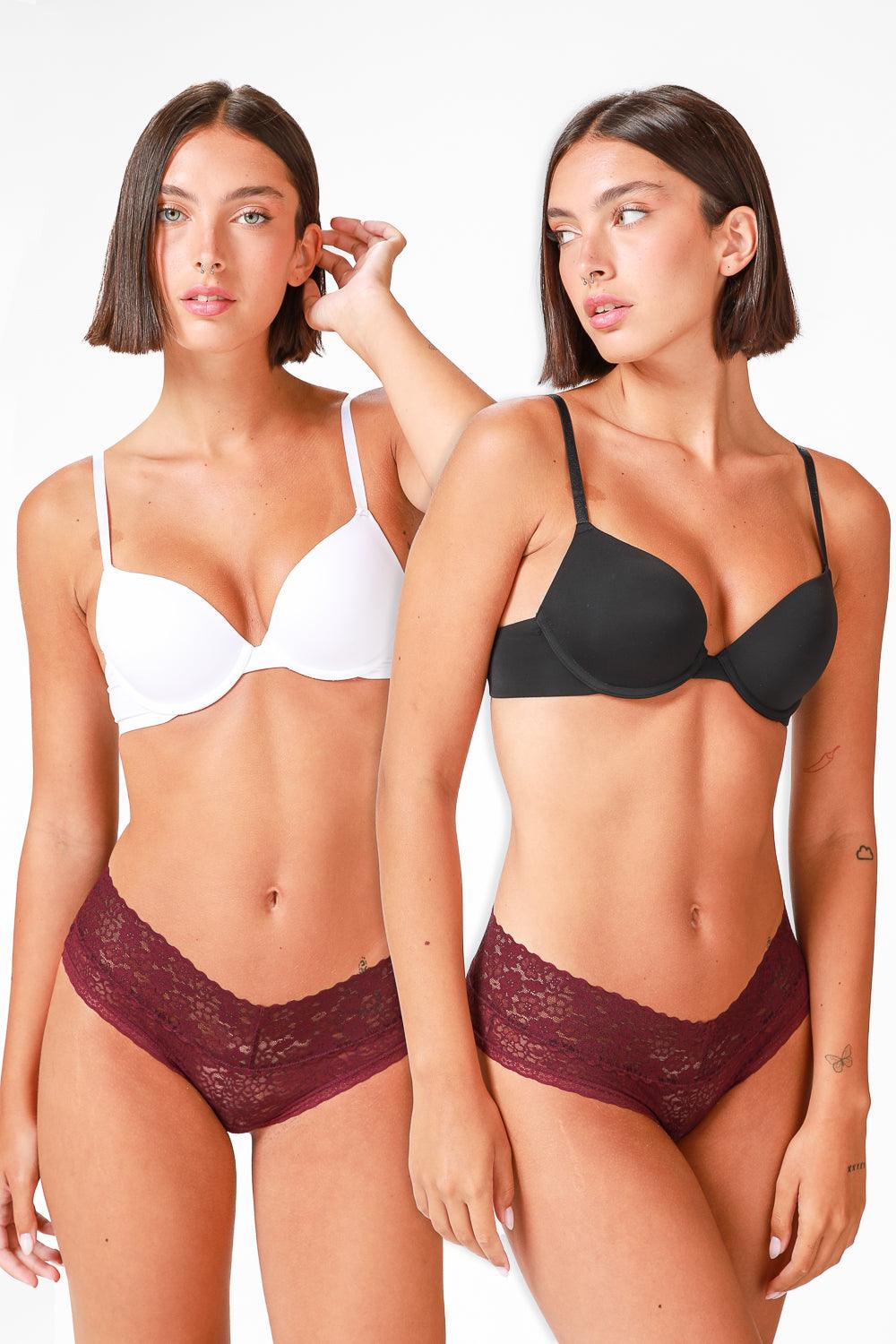 EMMA K - זוג חזיות בייסיק ריפוד קל בצבע שחור ולבן - MASHBIR//365